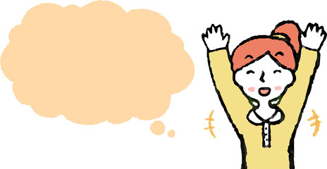 Upper body of woman face and pose with Speech Balloon