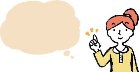 Upper body of woman face and pose with Speech Balloon