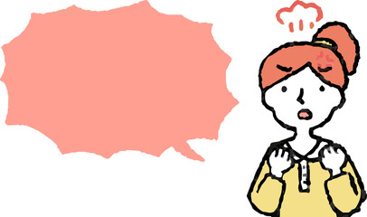 Upper body of woman face and pose with Speech Balloon