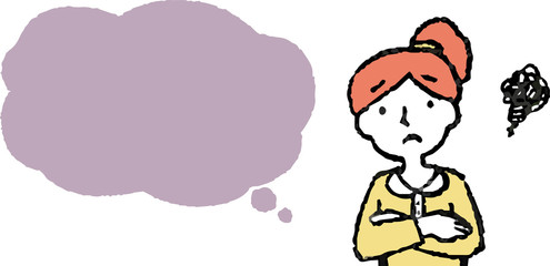 Upper body of woman face and pose with Speech Balloon