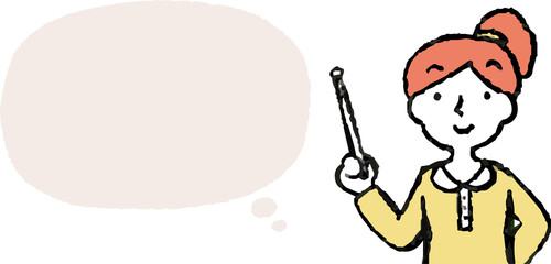 Upper body of woman face and pose with Speech Balloon