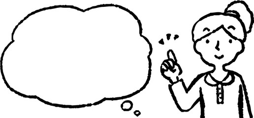 Upper body of woman face and pose with Speech Balloon