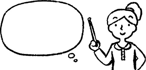 Upper body of woman face and pose with Speech Balloon