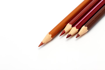 Close-Up Of Colored Pencils ON White