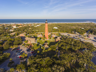 Fototapeta na wymiar Ponce de Leon Inlet Lighthouse is a National Historic Landmark in town of Ponce Inlet in Central Florida, USA.