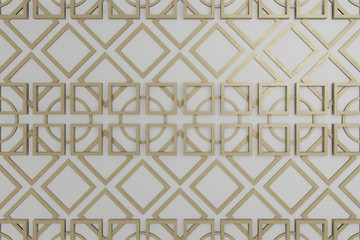 gold pattern oriental style on white background, abstract 3d render wallpaper