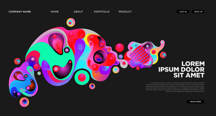 Naklejka premium Website Landing Page Background with Abstract Fluid Style