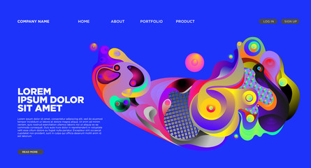 Fototapeta premium Website Landing Page Background with Abstract Fluid Style