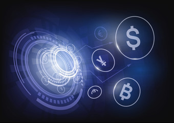 Money transfer Global Currency Stock Exchange, Vector illustration.