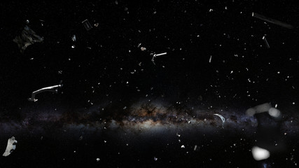 space debris in outer space, fast flying dangerous objects  © dottedyeti