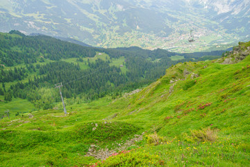 Fototapeta na wymiar Alpine peaks landskape. Lauterbrunnen, Jungfrau, Bernese highland. Alps, tourism, journey, hiking