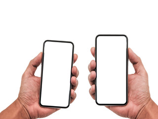 Smartphone similar to iphone xs max with blank white screen for Infographic Global Business Marketing Plan , mockup model similar to iPhonex isolated Background of ai digital investment economy. HD