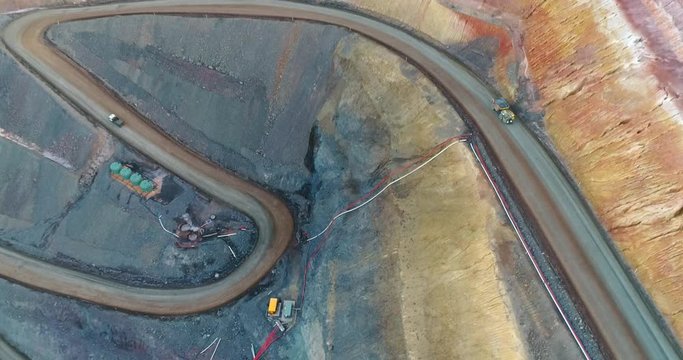 Birds eye flying over Gold Mine