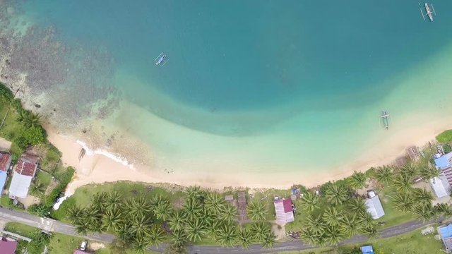 Top view of beautiful natural seascape at the summer time beside the beach 