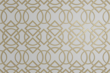 abstract wallpaper 3d render, golden pattern on white background