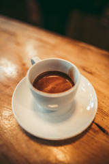 Hot Coffee in the cafe Coffee cup in the cafe bar