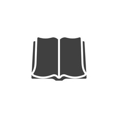 Open book pages vector icon. filled flat sign for mobile concept and web design. Book glyph icon. Symbol, logo illustration. Vector graphics