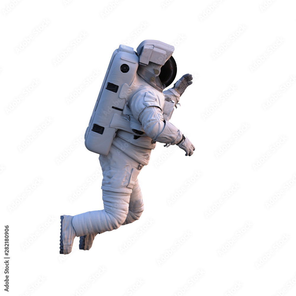 Canvas Prints astronaut performing space walk, isolated on white background