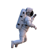astronaut performing space walk, isolated on white background © dottedyeti