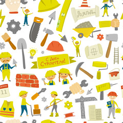 Builder's day. Seamless pattern for your design