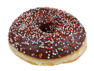 In the future we will eat this concept -  Fat donut with fake clay chocolate with palm oil  isolated