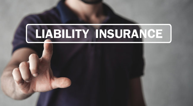 Man hand touch Liability Insurance text in screen.