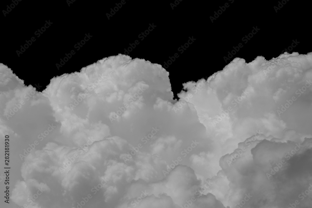 Wall mural clouds isolated on black background with clipping path.abstract drak.