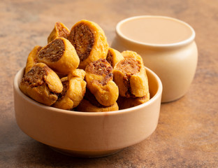 Indian Traditional Spicy Snack Bhakarwadi Also Know as Bakarwadi, Bakarvadi, Bakar Vadi or Bakar Wadi Are Deep Fried Snack Made From Chickpea Flour