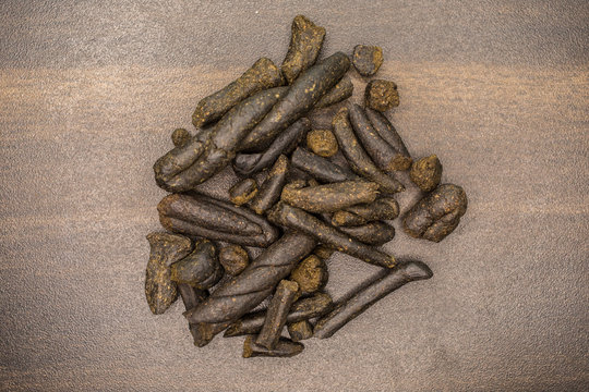 Traditional handmade hashish from cannabis in the Himalayas on a table