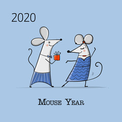 Funny mouse, symbol of 2020 year. Banner for your design