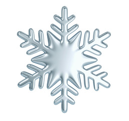 Silver snowflake isolated on white. Clipping path included