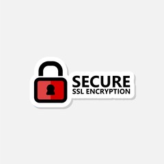 Secure internet connection SSL sticker. Isolated secured lock access to internet illustration design
