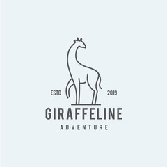 Giraffe Line Logo Design Template Inspiration - Vector