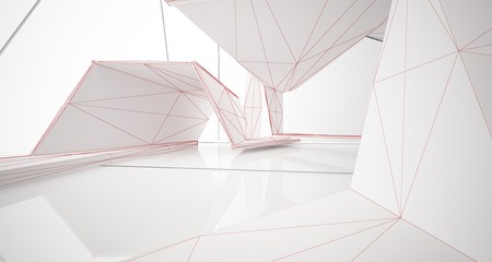 Abstract drawing white parametric interior. 3D illustration and rendering.