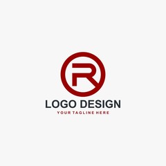 Letter R logo design. Monogram R type abstract symbol. Initial R in circle vector icon.