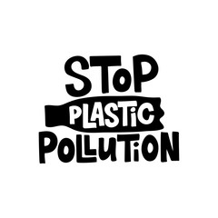 Stop plastic pollution word concept banner