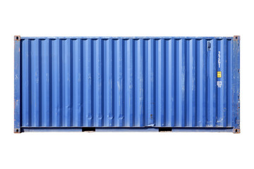 Container blue cut white background