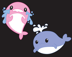 Whale cartoon on vector