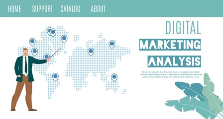 Digital Marketing Analysis Flat Vector Web Banner