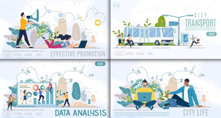 Online Business and City Life Vector Websites Set