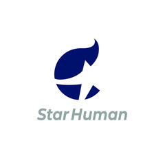Star Human Logo Design Template - Vector
