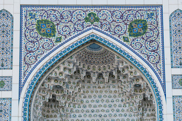 Beautiful traditional pattern on the main facade of the mosque