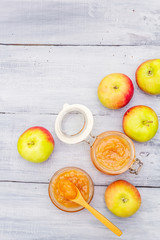 Apple jam, confiture, chutney in a glass jar