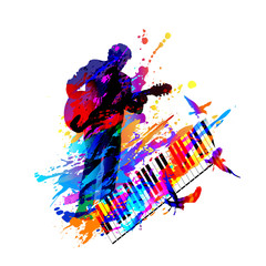 Guitar player. Music festival. Vector illustration