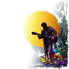 Guitar player. Music festival. Vector illustration