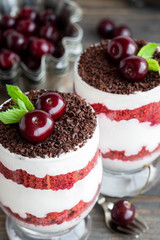 Trifle red velvet with cherry