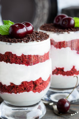 Trifle red velvet with cherry