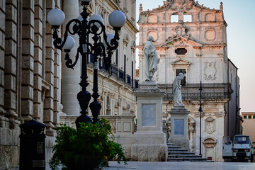 Fototapeta na wymiar Syracuse, Sicily, Italy The Duomo square in Siracusa on the island of Ortegia, or Ortygia.