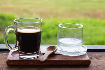 Fresh coffee in a glass 