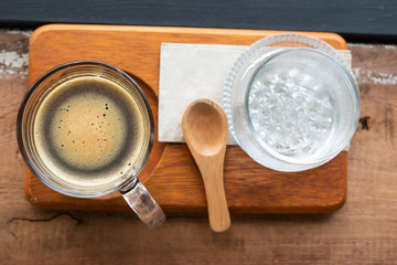 Fresh coffee in a glass 